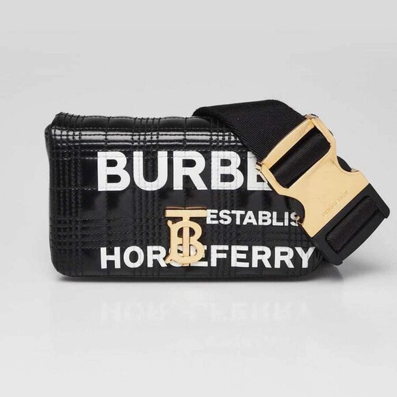 Burberry Black Quilted Coated Canvas Logo Print Belt Bag - Picture 1 of 12
